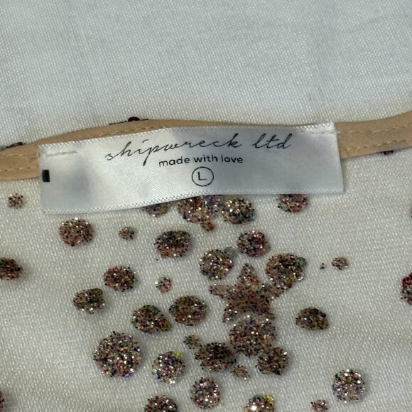 Shipwreck Ltd. Sequin Glitter Mesh Kimono Duster Jacket Sheer Cover Up Size L - Picture 2 of 5